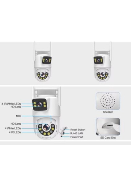 2 Kameralı Full Hd Gece Görüşlü Sesli Insan Takipli Ptz Akıllı Wifi Safir Cam Lens Su Geçirmez Kamera ARN-1773 modelleri