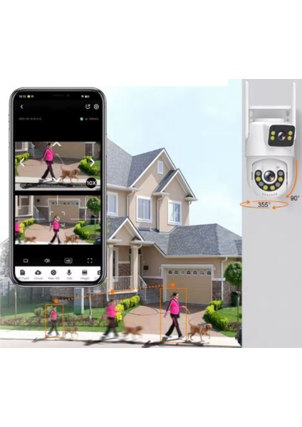 2 Kameralı Full Hd Gece Görüşlü Sesli Insan Takipli Ptz Akıllı Wifi Safir Cam Lens Su Geçirmez Kamera ARN-1773 indirimleri