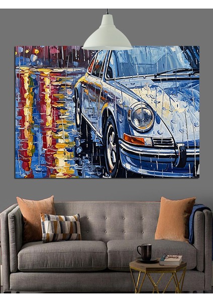 Yağmurlu Gece Araba Dekoratif Kanvas - Mdf Ahşap Tablo