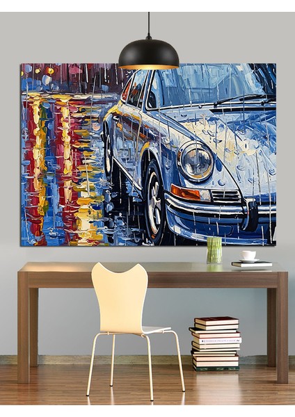 Yağmurlu Gece Araba Dekoratif Kanvas - Mdf Ahşap Tablo fiyatları