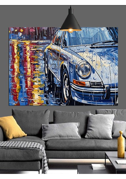 Yağmurlu Gece Araba Dekoratif Kanvas - Mdf Ahşap Tablo indirimleri