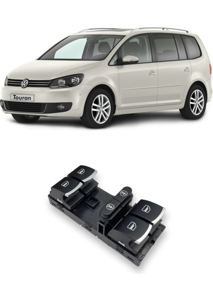 Vw Volkswagen Touran 2011-2015 Sol Ön Kapı Cam Açma Düğmesi Takımı Krom Uçlu 7P6959857