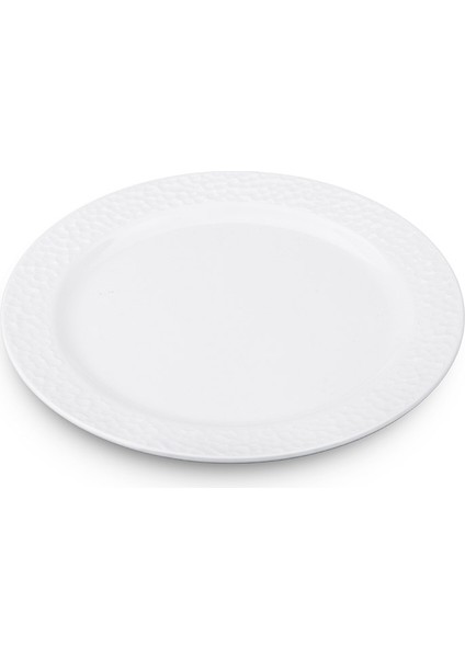 8126.CW - Kplus Krem Beyaz 6'lı Yuvarlak Servis Tabak Seti 26 Cm, Thermoset Melamin