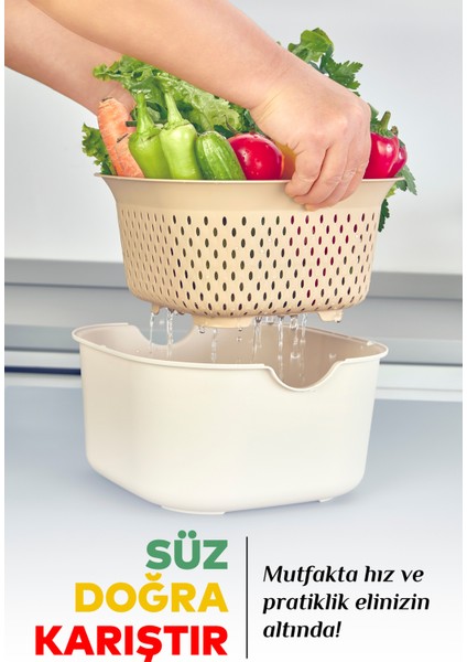 5'li Mutfak Hazırlık Seti - Çok Amaçlı Karıştırma Kabı Kasesi Kesme Tahtası Süzgeç Limon Sıkacağı modelleri