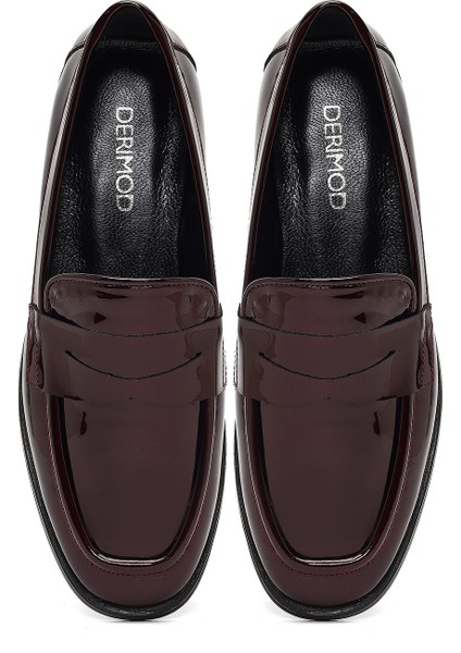 Kadın Bordo Rugan Deri Loafer 25AFD161716