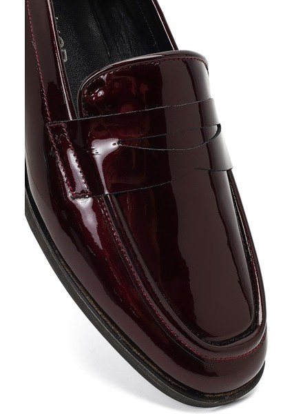 Kadın Bordo Rugan Deri Loafer 25AFD161716