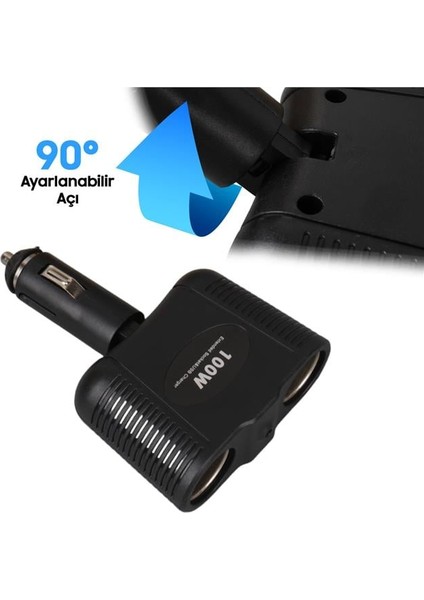 1643 12-24V 100W 2'lı Araç Çakmak Çoklayıcı indirimleri