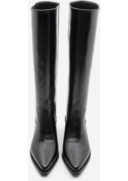 Kadın Sivri Burun Kovboy Fermuarsız Western Çizme Mivez