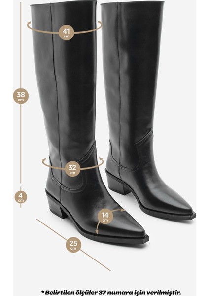 Kadın Sivri Burun Kovboy Fermuarsız Western Çizme Mivez