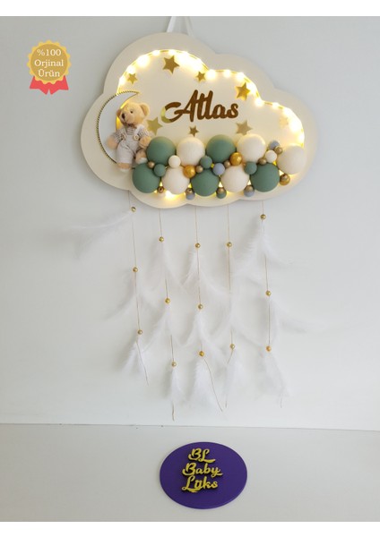 Bubble Ledli Bulut Bebek Kapı Süsü Krem Yeşil fiyatları
