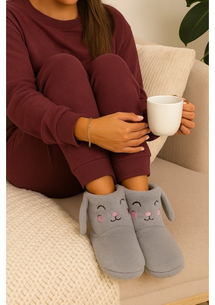 Ev Terliği Ultra Yumuşak Tavşan Figürlü Ev Botu (Panduf) Kaymaz Taban