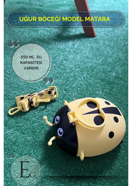 Uğur Böceği Desenli Renkli Tekerlekli 550ML Okul Matara Suluk