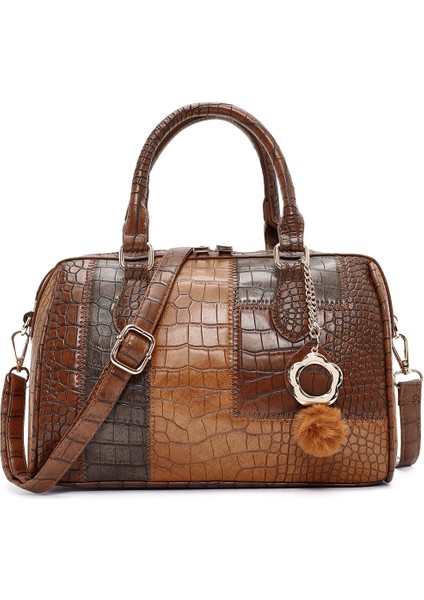 Kadın Taba Uzun Askılı Desenli Kol Çantası 25WBD262914