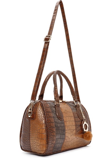 Kadın Taba Uzun Askılı Desenli Kol Çantası 25WBD262914