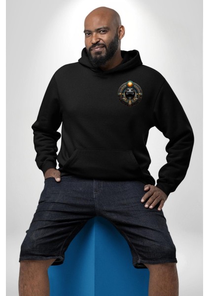 Nil Tanrısı Sobek Antik Mısır Koruyucu Enerjili Siyah Kapüşonlu Sweatshirt Kadın Erkek Ön Minimal Sırt Baskılı fiyatları