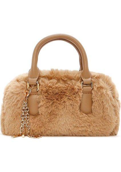 Kadın Bej Uzun Askılı Aksesuar Detaylı Peluş Mini Kol Çantası 25WBD2459PH modelleri