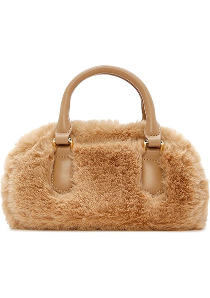 Kadın Bej Uzun Askılı Aksesuar Detaylı Peluş Mini Kol Çantası 25WBD2459PH fırsatları