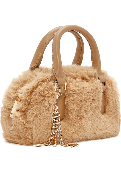 Kadın Bej Uzun Askılı Aksesuar Detaylı Peluş Mini Kol Çantası 25WBD2459PH indirimleri