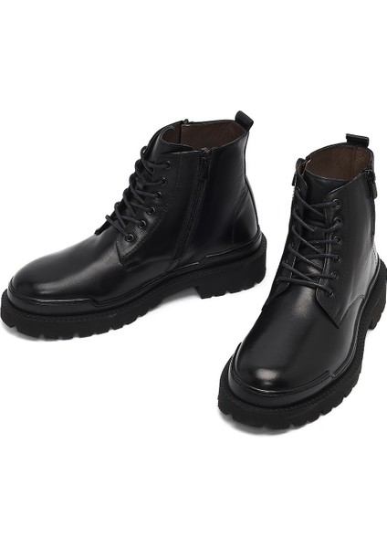 Erkek Siyah Bağcıklı Fermuarlı Deri Casual Bot 25WFD601918 modelleri