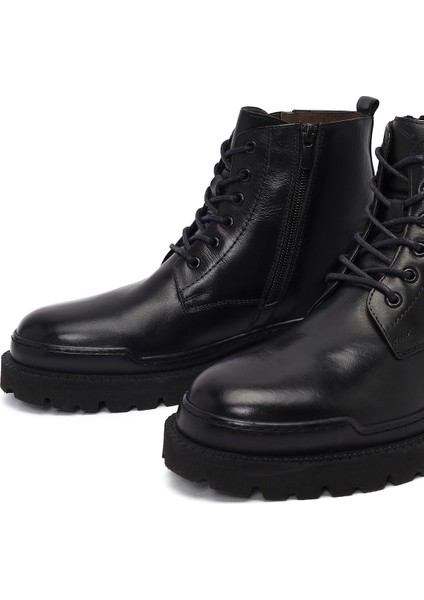 Erkek Siyah Bağcıklı Fermuarlı Deri Casual Bot 25WFD601918