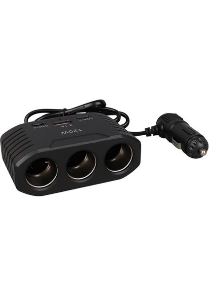 2012 12-24V Çift Type-C - Tek USB Girişli 120W 80CM Kablolu 3'lü Araç Çakmak Çoklayıcı fiyatları
