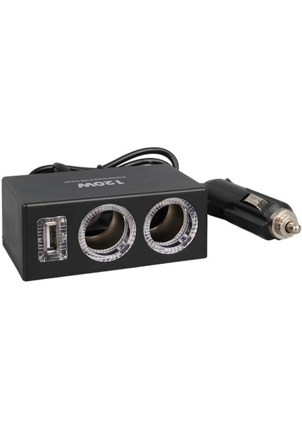 1522 12-24V Tek USB Girişli 120W 80CM Kablolu 2'li Araç Çakmak Çoklayıcı fiyatları