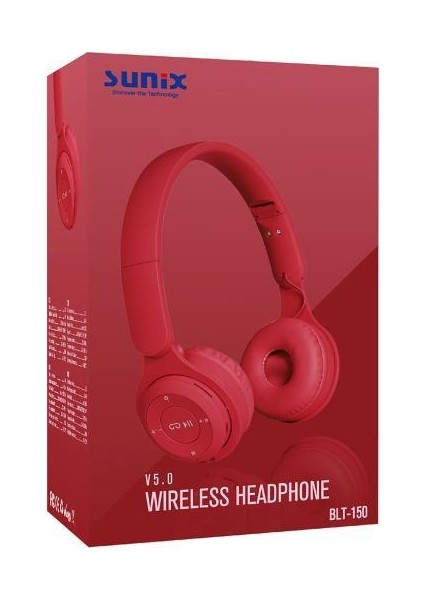 120 Saat Bekleme Süreli V5.0 Kulak Üstü Bluetooth Kulaklık Kırmızı BLT-150 fiyatları