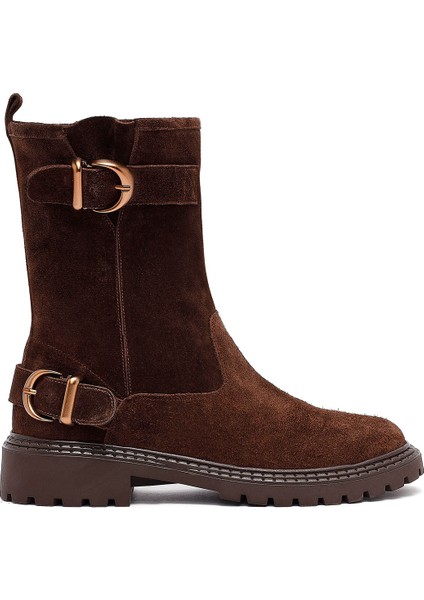 Kadın Kahverengi Süet Deri Bot 25WFD202410