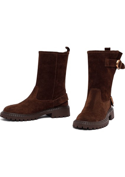 Kadın Kahverengi Süet Deri Bot 25WFD202410 modelleri