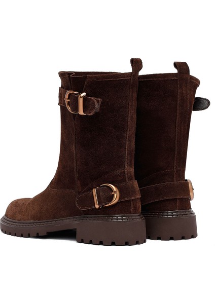 Kadın Kahverengi Süet Deri Bot 25WFD202410