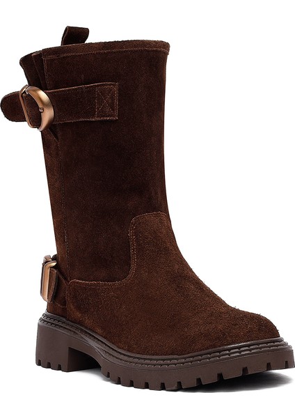 Kadın Kahverengi Süet Deri Bot 25WFD202410