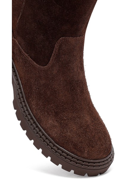 Kadın Kahverengi Süet Deri Bot 25WFD202410