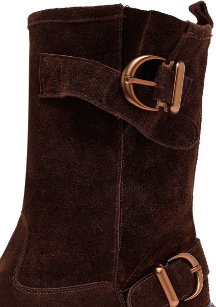 Kadın Kahverengi Süet Deri Bot 25WFD202410