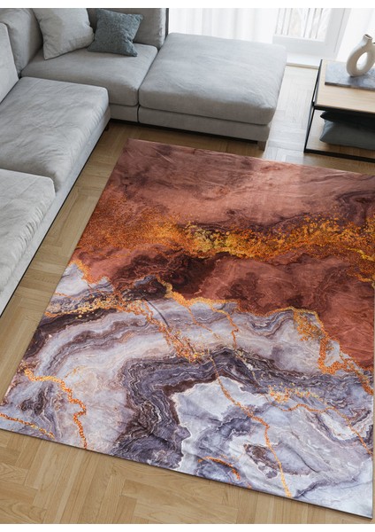 Ipek Kadife Dokulu Lastikli Sünger Apreli Yıkanabilir Modern Desenlerde Halı Örtüsü 12 M2