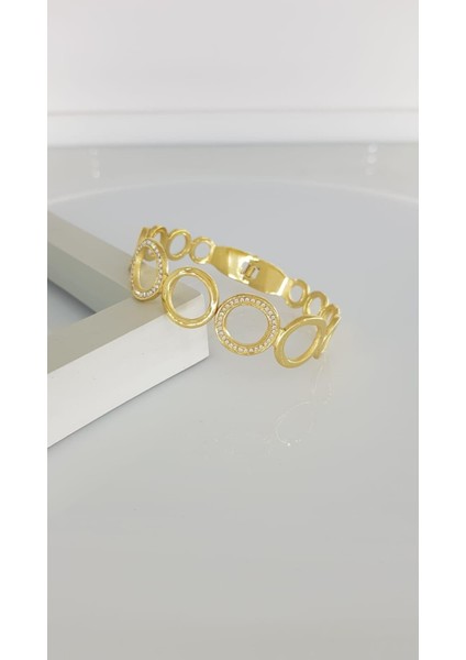 Halka Taşlı Çelik Kelepçe Bilezik C142-1 modelleri