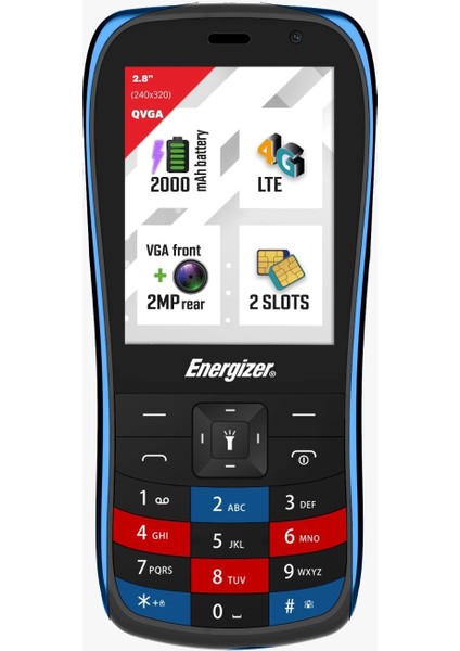 Energızer E284S Dual 4g Black-Blue Tuşlu Cep Telefonu (Energızer Türkiye Garantili)