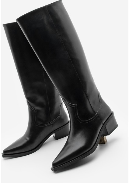 Kadın Sivri Burun Kovboy Fermuarsız Western Çizme Mivez