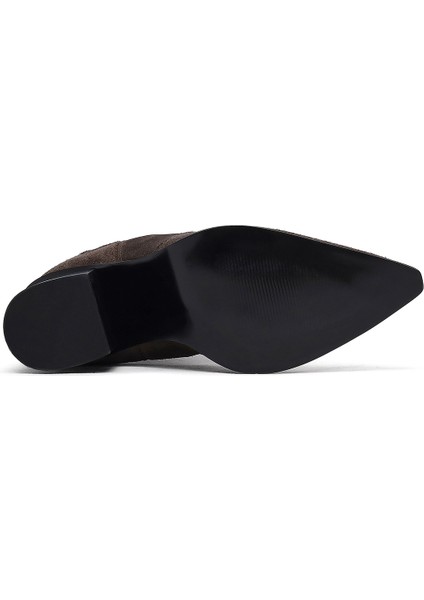 Kadın Antrasit Kalın Topuklu Süet Deri Chelsea Bot 25WFD160910