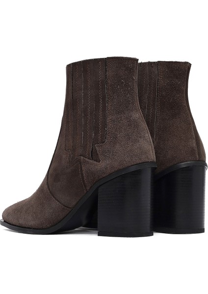 Kadın Antrasit Kalın Topuklu Süet Deri Chelsea Bot 25WFD160910