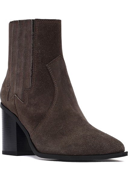 Kadın Antrasit Kalın Topuklu Süet Deri Chelsea Bot 25WFD160910