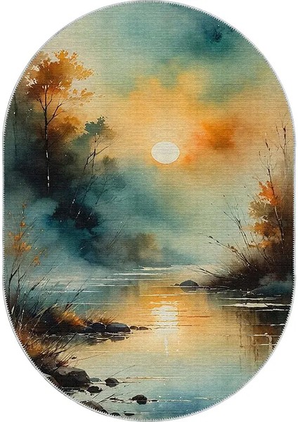 , Makinede Yıkanabilir, Kaymaz Taban, Dijital Baskı, Oval, Çok Renkli, Salon Halısı, Oturma Odası Halısı, Mutfak Halısı fiyatları