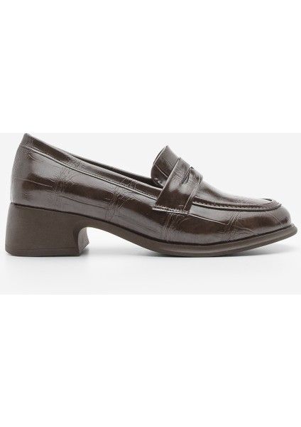 Kadın Loafer Kalın Topuklu Croco Ayakkabı Nufit modelleri