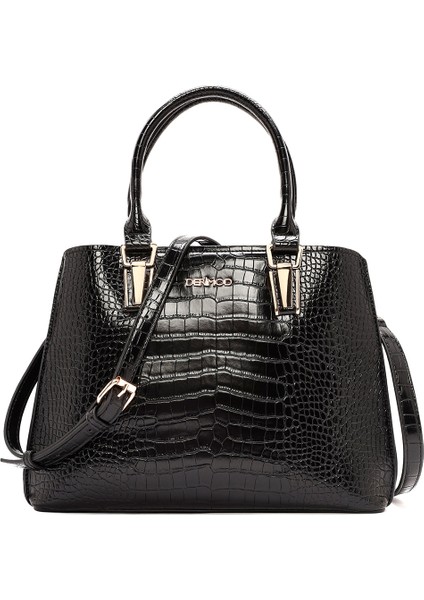 Kadın Siyah Uzun Askılı Kroko Kol Çantası 25WBD2841E3