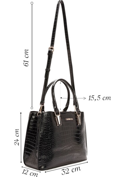 Kadın Siyah Uzun Askılı Kroko Kol Çantası 25WBD2841E3 fiyatları