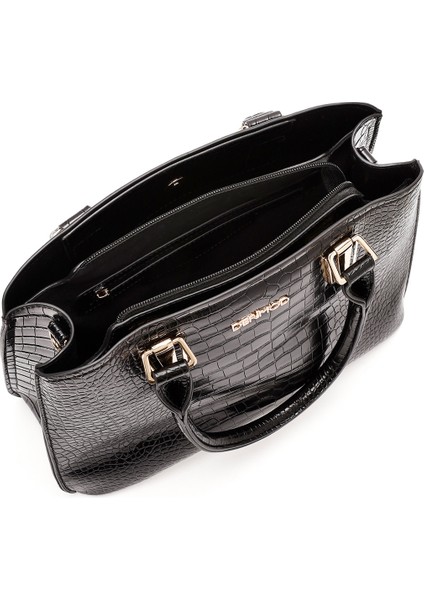 Kadın Siyah Uzun Askılı Kroko Kol Çantası 25WBD2841E3
