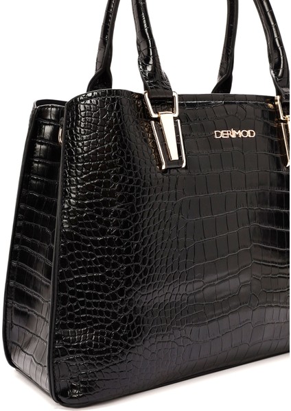 Kadın Siyah Uzun Askılı Kroko Kol Çantası 25WBD2841E3