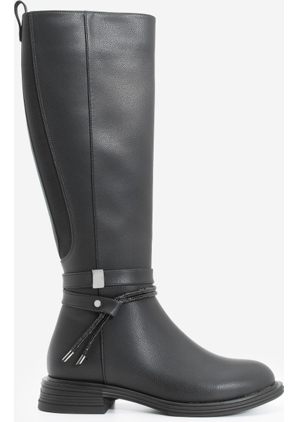 Kadın Taşlı Tokalı Lastikli Günlük Çizme Nayet Siyah modelleri