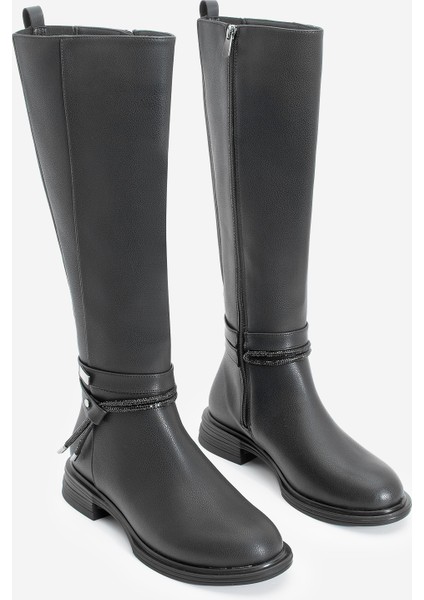 Kadın Taşlı Tokalı Lastikli Günlük Çizme Nayet Siyah fırsatları