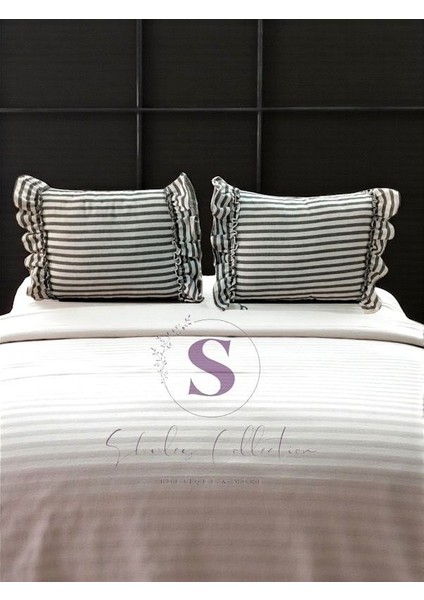 Siyah Çizgili Keten Bohem Fırfırlı Vintage 2'li Dikdörtgen Kırlent Kılıfı fiyatları