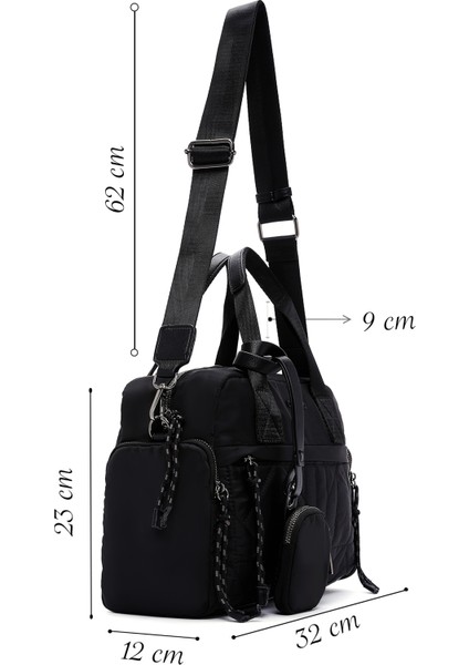 Kadın Siyah Uzun Askılı Aksesuar Detaylı Kumaş Kol Çantası 25WBD24746F fiyatları
